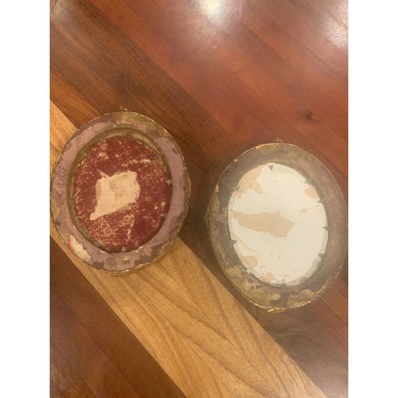 Vtg Cameo Creations x2  Victorian Ornate Gold Frames Oval Pictures Green - Picture 4 of 10